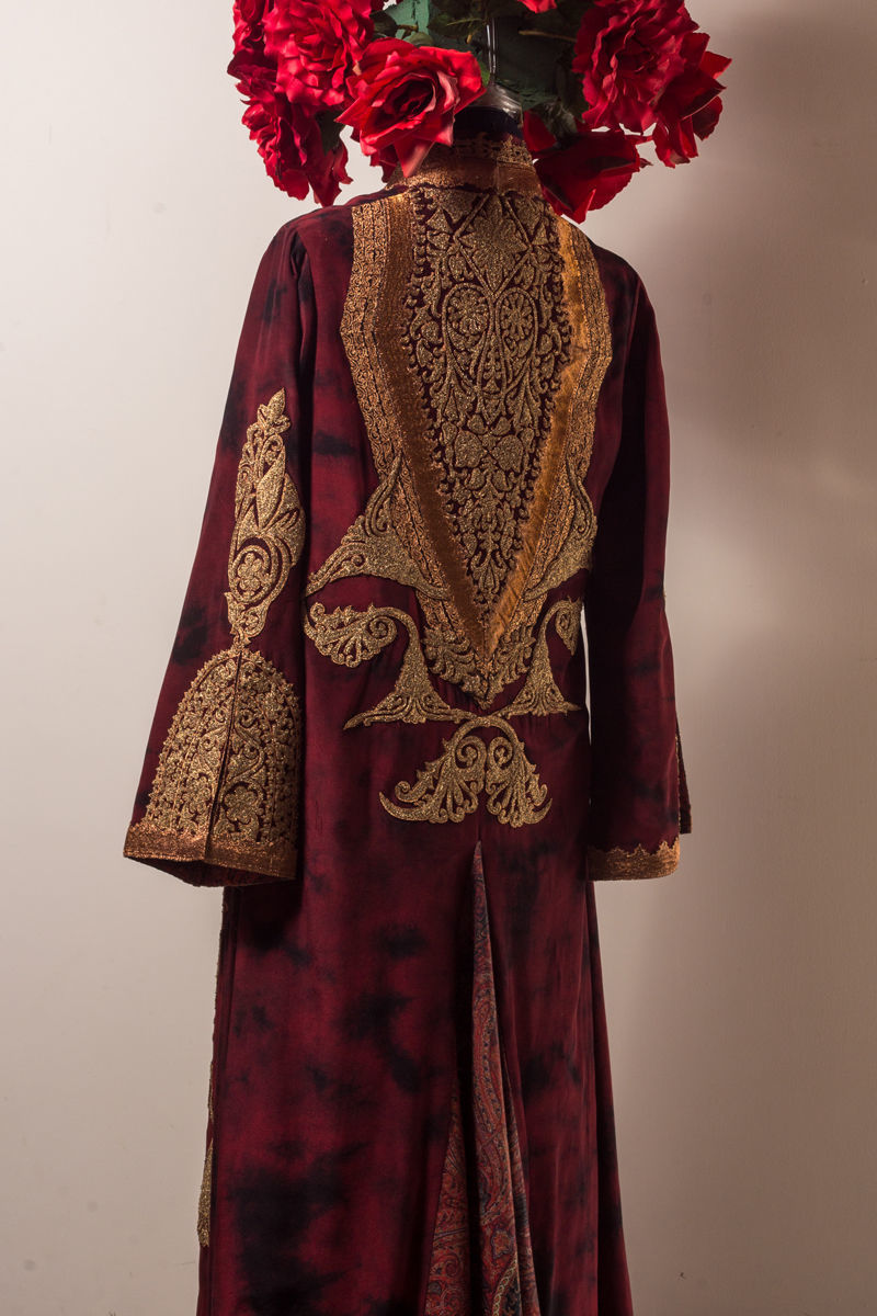 Maroon Embroidered Sheesha Silk Jacket Set (3-Piece) - Image 5