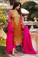 Maroon Embroidered Pure Silk Salwar Kameez (3-Piece) - Image 5