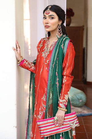 Rust Zardozi & Gota Tissue Silk Salwar Kameez (3-Piece) - Image 5