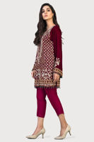 Pakistani Maroon Embroidered Velvet Salwar Kameez (3-Piece) - Image 4