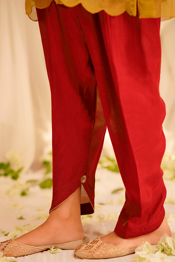 Maroon Embroidered Velvet Salwar Kameez (2-Piece) - Image 1