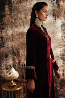 Pakistani Maroon Velvet Salwar Kameez (2-Piece) - Image 3