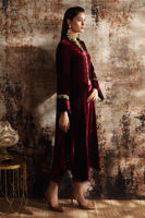 Pakistani Maroon Velvet Salwar Kameez (2-Piece) - Image 4