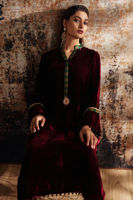 Pakistani Maroon Velvet Salwar Kameez (2-Piece) - Image 6