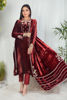 Pakistani Maroon Embellished Velvet Salwar Kameez (3-Piece) - Image 2