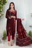 Pakistani Maroon Embellished Velvet Salwar Kameez (3-Piece) - Image 3