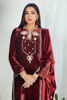 Pakistani Maroon Embellished Velvet Salwar Kameez (3-Piece) - Image 5