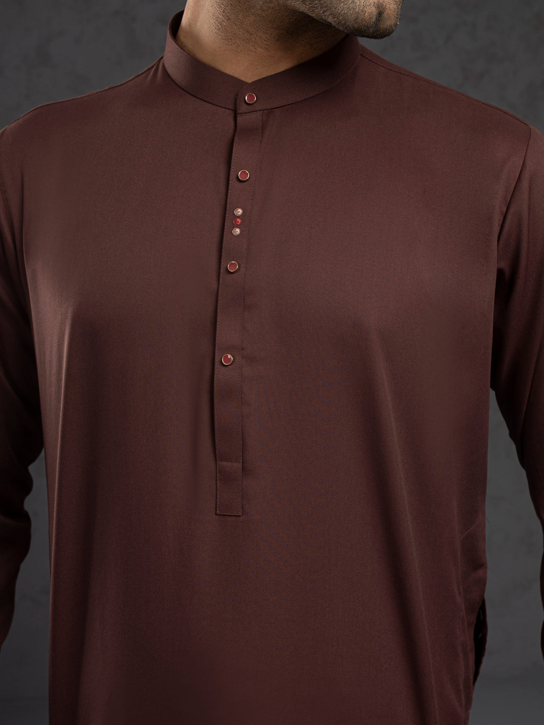 Maroon Embroidered Polyester Viscose Shalwar Kameez (2-Piece) - Image 2