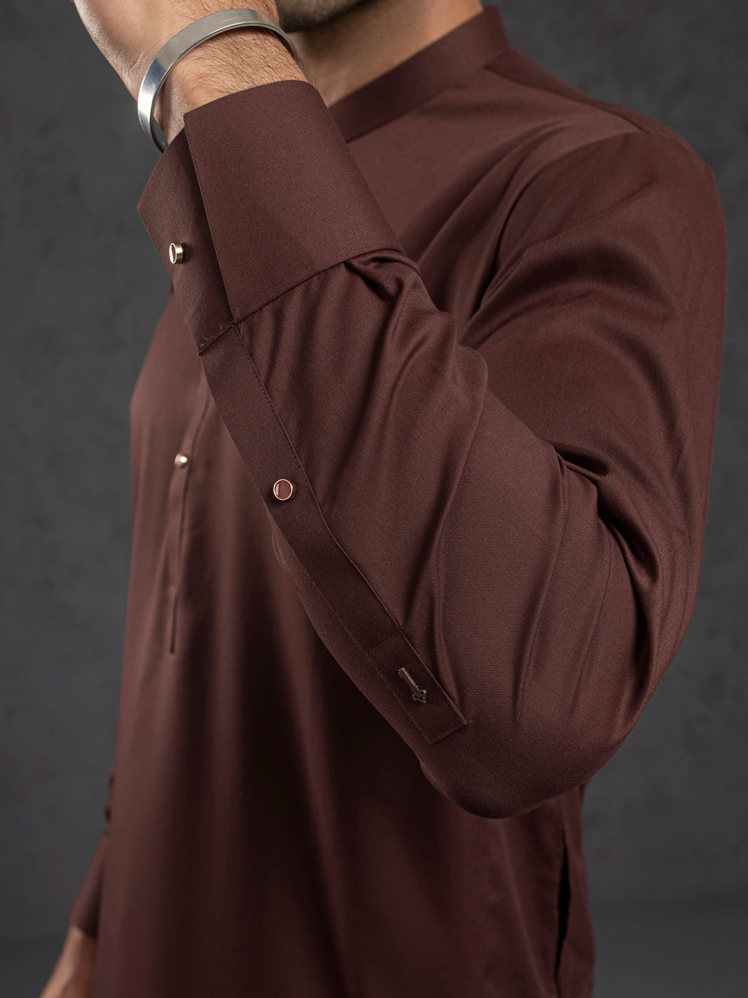 Maroon Embroidered Polyester Viscose Shalwar Kameez (2-Piece) - Image 3