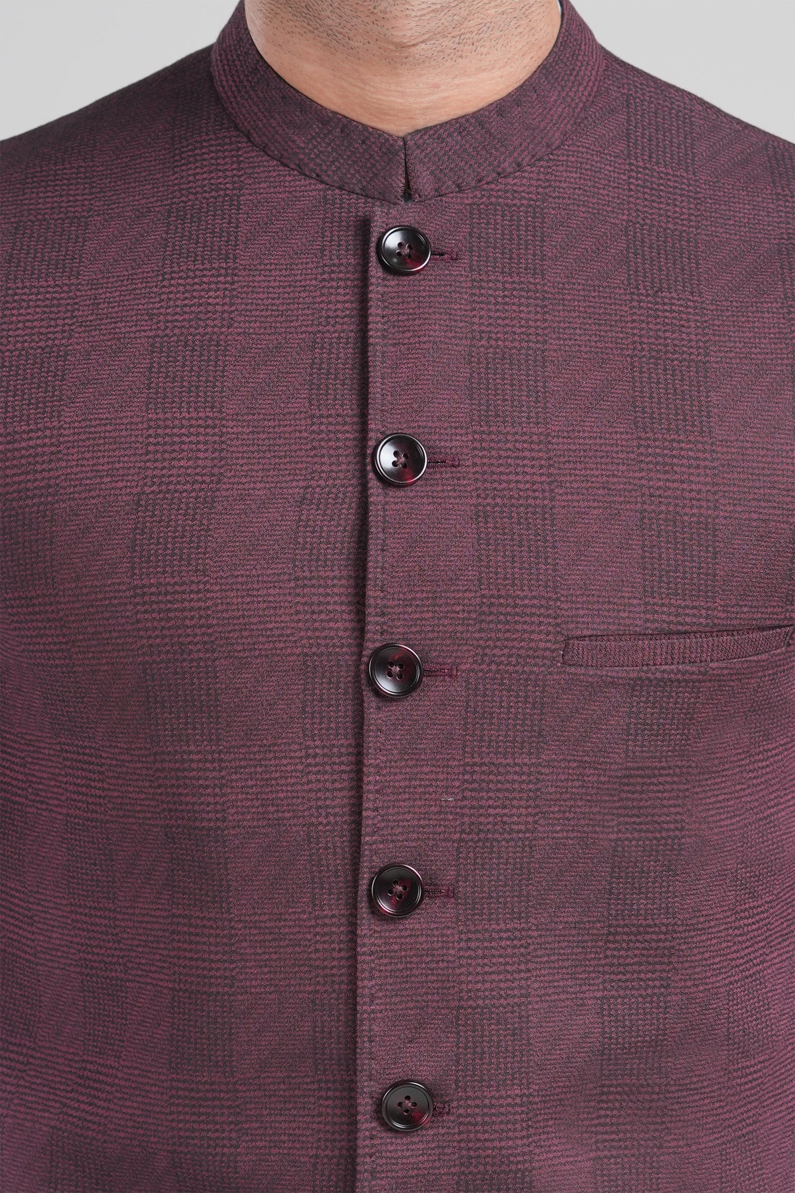 Maroon Jacquard Cotton Waistcoat (1-Pc) - Image 1