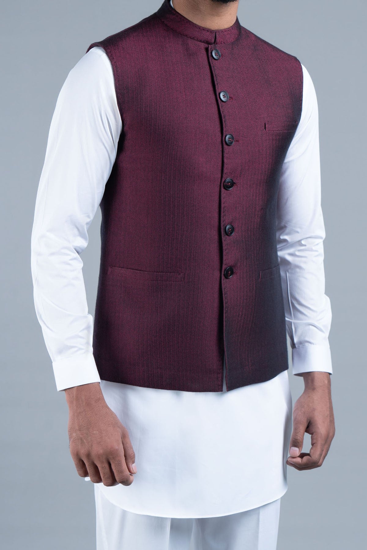 Maroon Premium Cotton Waistcoat (2-Piece) - Image 3