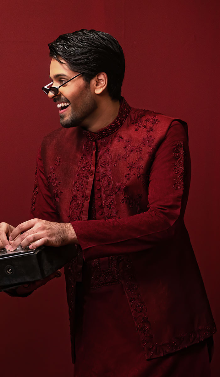 Deep Maroon Embroidered Silk-Blend Waistcoat Kurta (3-Piece) - Image 1
