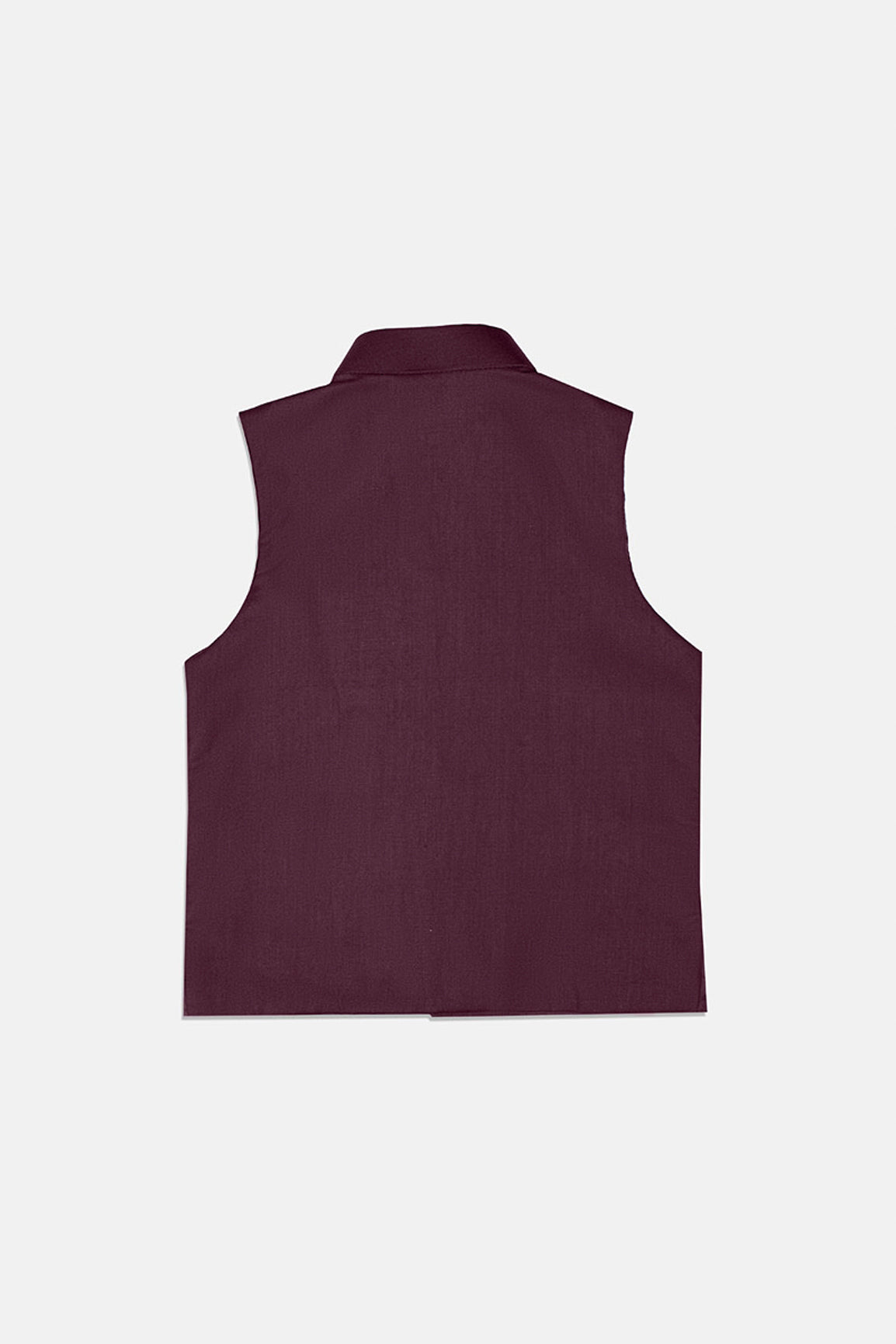 Burgundy Suiting Waistcoat with Mandarin Collar (1-Pc) - Image 2