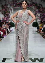 Pakistani Dusty Mauve Embellished Pleated Organza & Net Gown (2-Piece) - Image 4