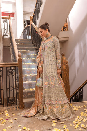 Mint Embroidered Net Cape Dress (3-Piece) - Image 3