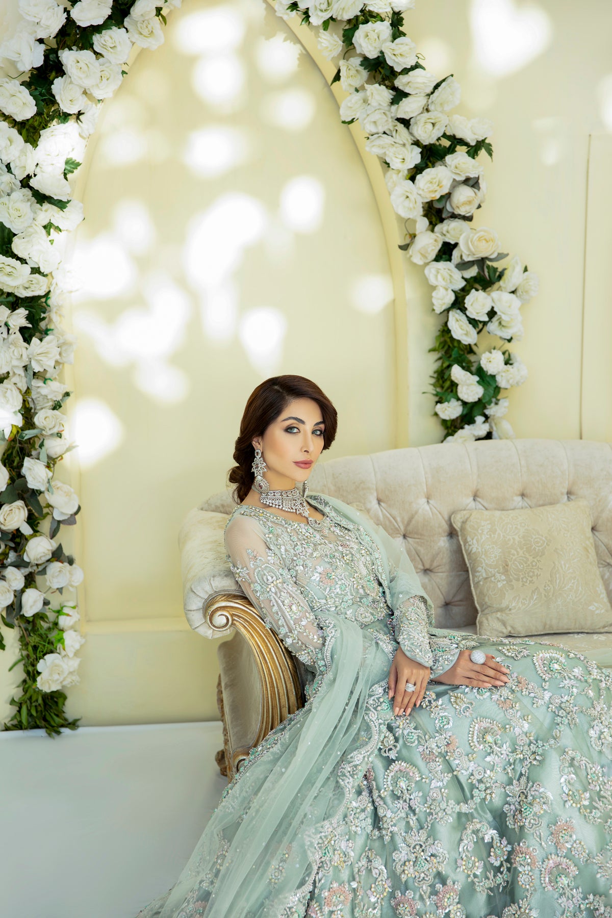 Powder Mint Hand-Embellished Net Maxi (2-Piece) - Image 6