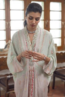 Pakistani Mint and Powder Pink Digital Printed Kaftan (1-Pc) - Image 3