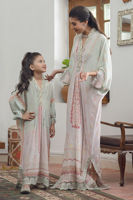 Pakistani Mint and Powder Pink Digital Printed Kaftan (1-Pc) - Image 8