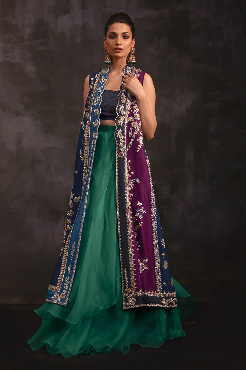 Multi-Tone Zardozi Pure Silk Chogha (3-Piece) - Image 1