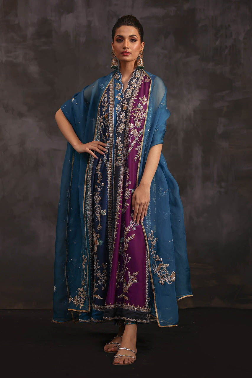 Multi-Tone Zardozi Pure Silk Chogha (3-Piece) - Image 4