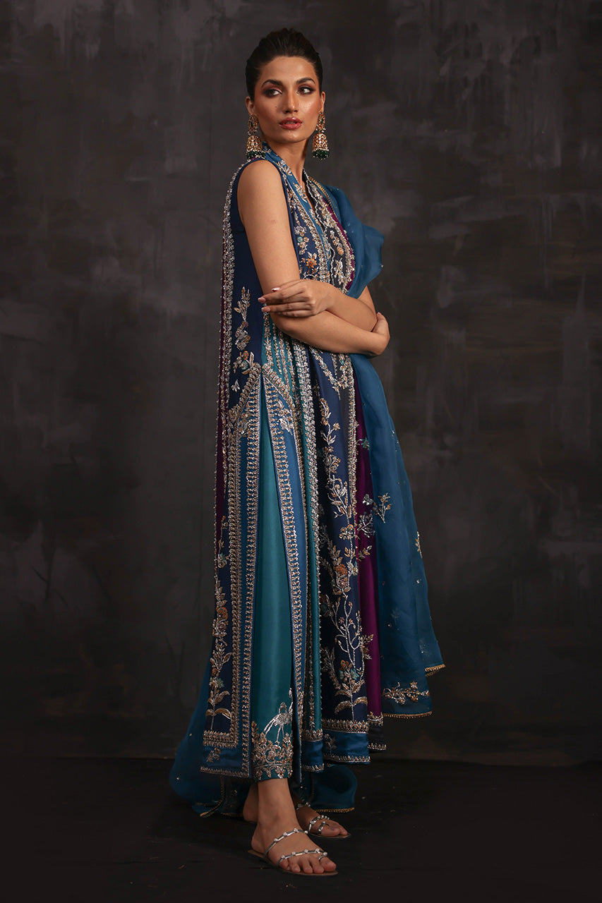 Multi-Tone Zardozi Pure Silk Chogha (3-Piece) - Image 6