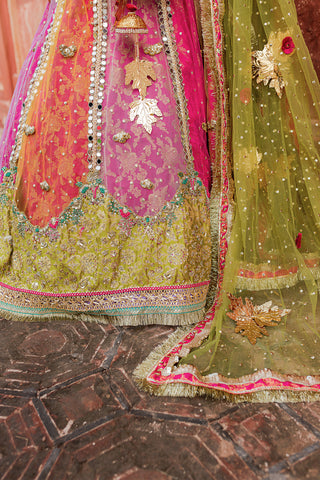Multi-Colour Embellished Net & Jamawar Lehenga (3-Piece) - Image 6
