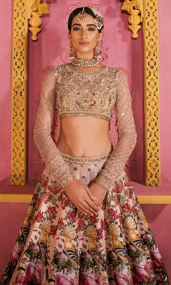 Multi-Colour Embellished Silk-Blend Lehenga (2-Piece) - Image 4
