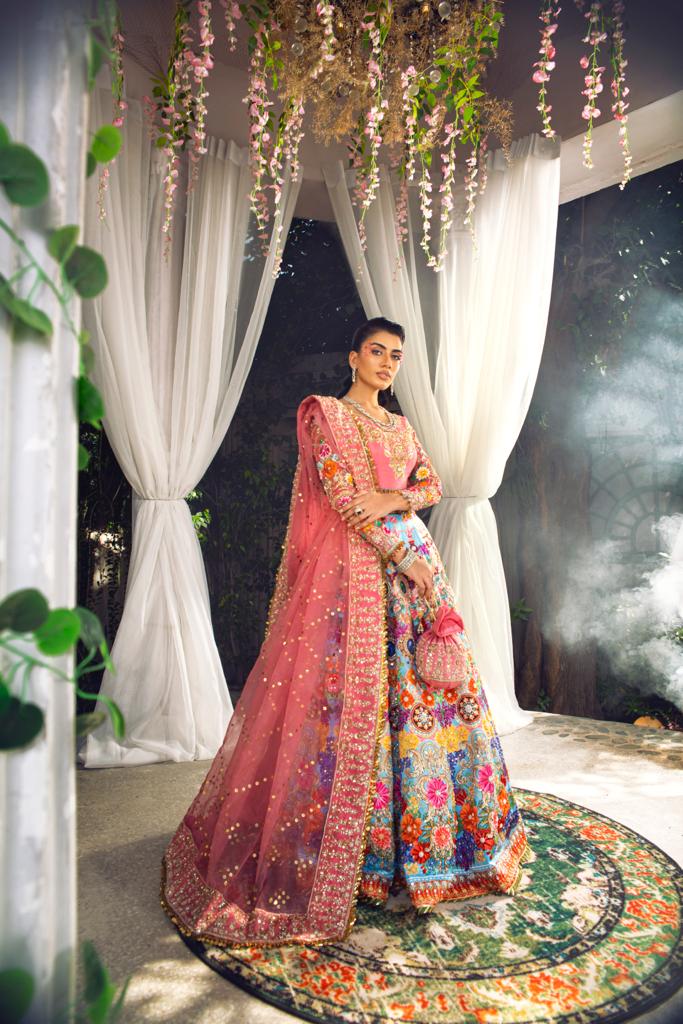 Multi-Colour Sequin Embroidered Silk-Blend Lehenga (3-Piece) - Image 1