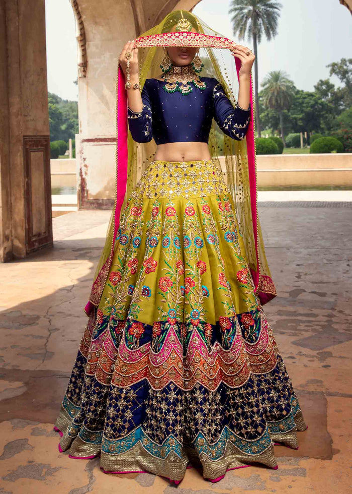 Multicolour Embroidered Silk Lehenga Choli (3-Piece) - Image 1