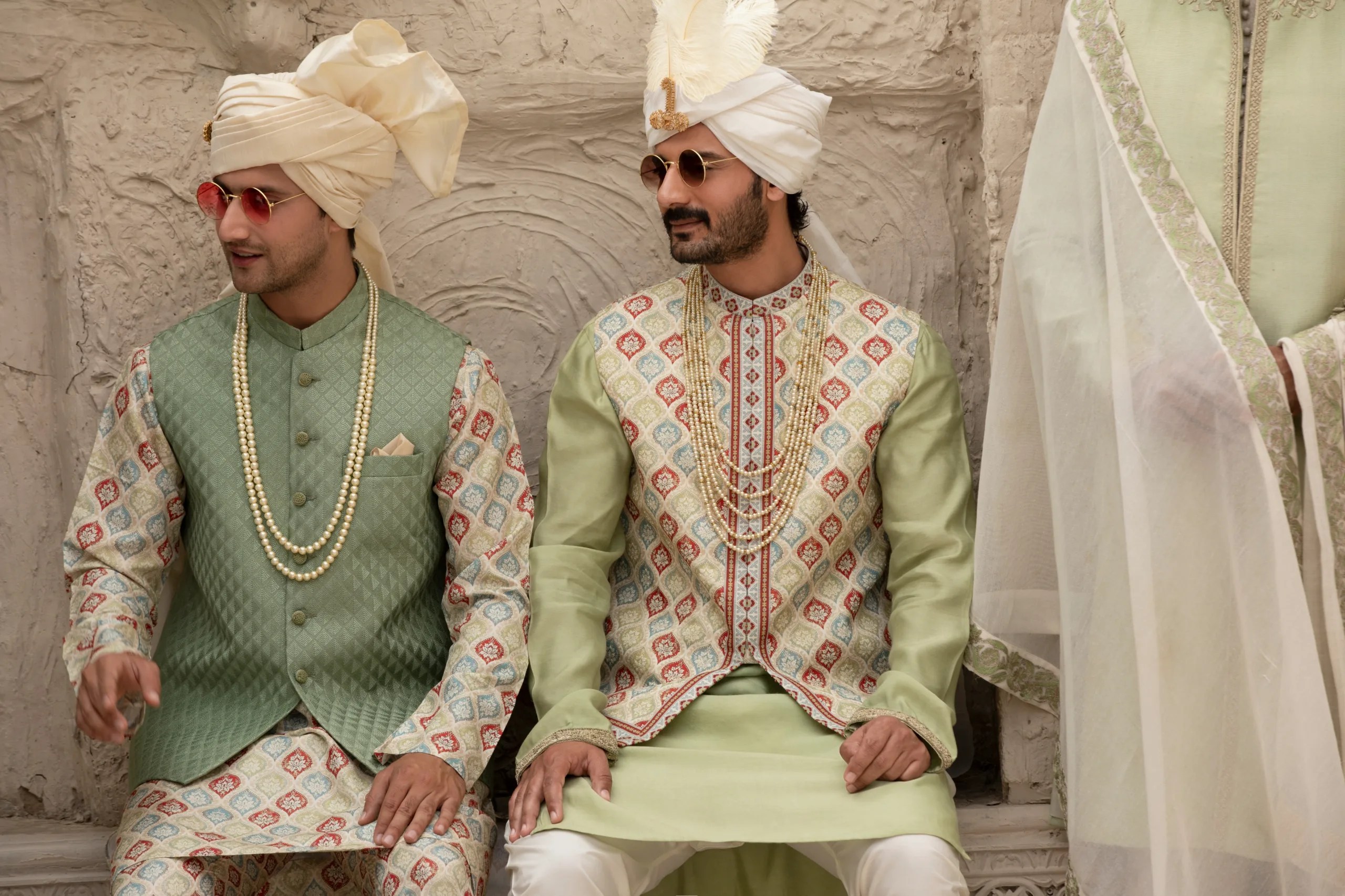 Multicolour Embroidered Silk-Blend Waistcoat Kurta (3-Piece) - Image 5