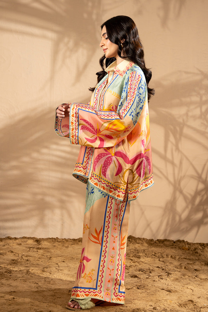 Pakistani Multicolour Printed Pure Raw Silk Co-ord Set (2-Piece) - Image 2