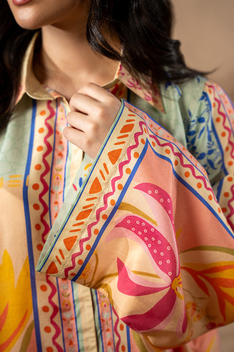 Pakistani Multicolour Printed Pure Raw Silk Co-ord Set (2-Piece) - Image 4