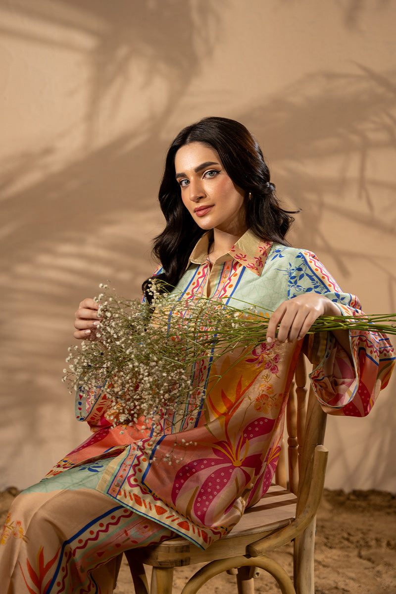 Pakistani Multicolour Printed Pure Raw Silk Co-ord Set (2-Piece) - Image 5