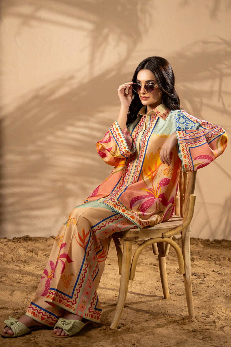 Pakistani Multicolour Printed Pure Raw Silk Co-ord Set (2-Piece) - Image 6