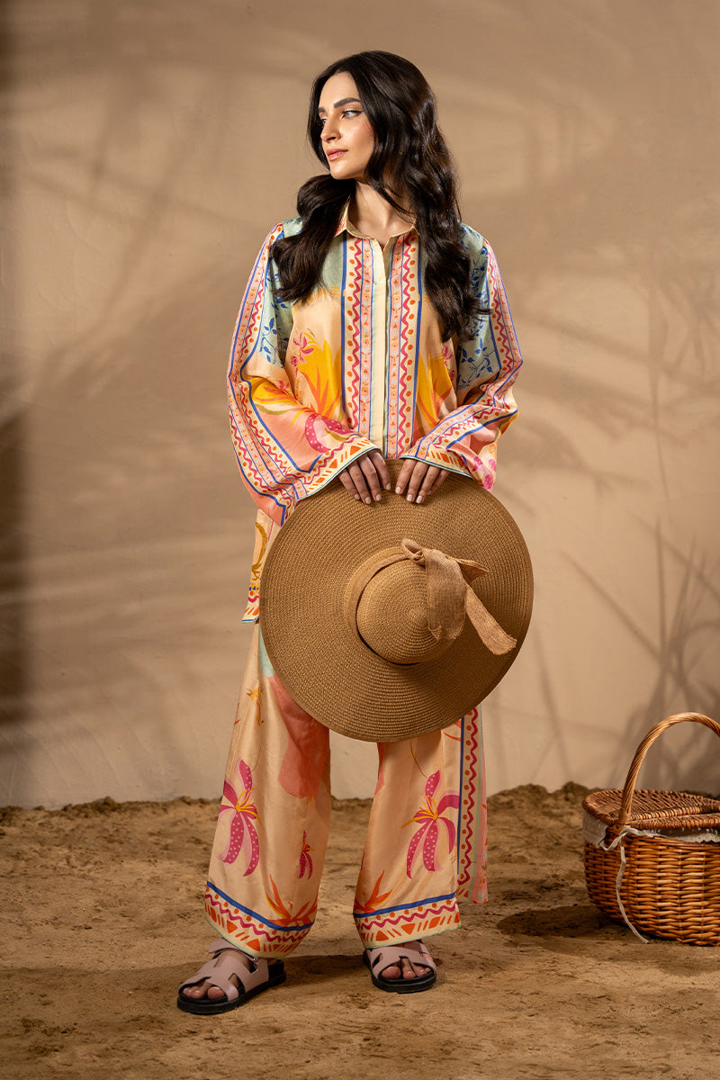 Pakistani Multicolour Printed Pure Raw Silk Co-ord Set (2-Piece) - Image 8