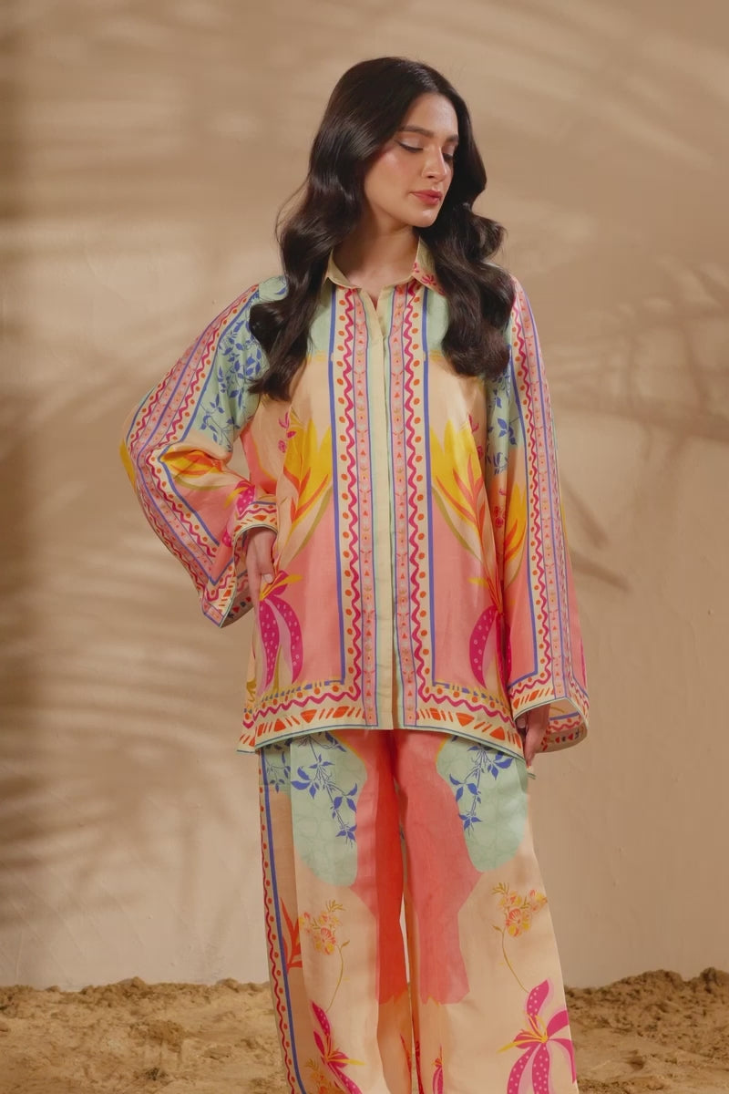 Pakistani Multicolour Printed Pure Raw Silk Co-ord Set (2-Piece) - Image 9