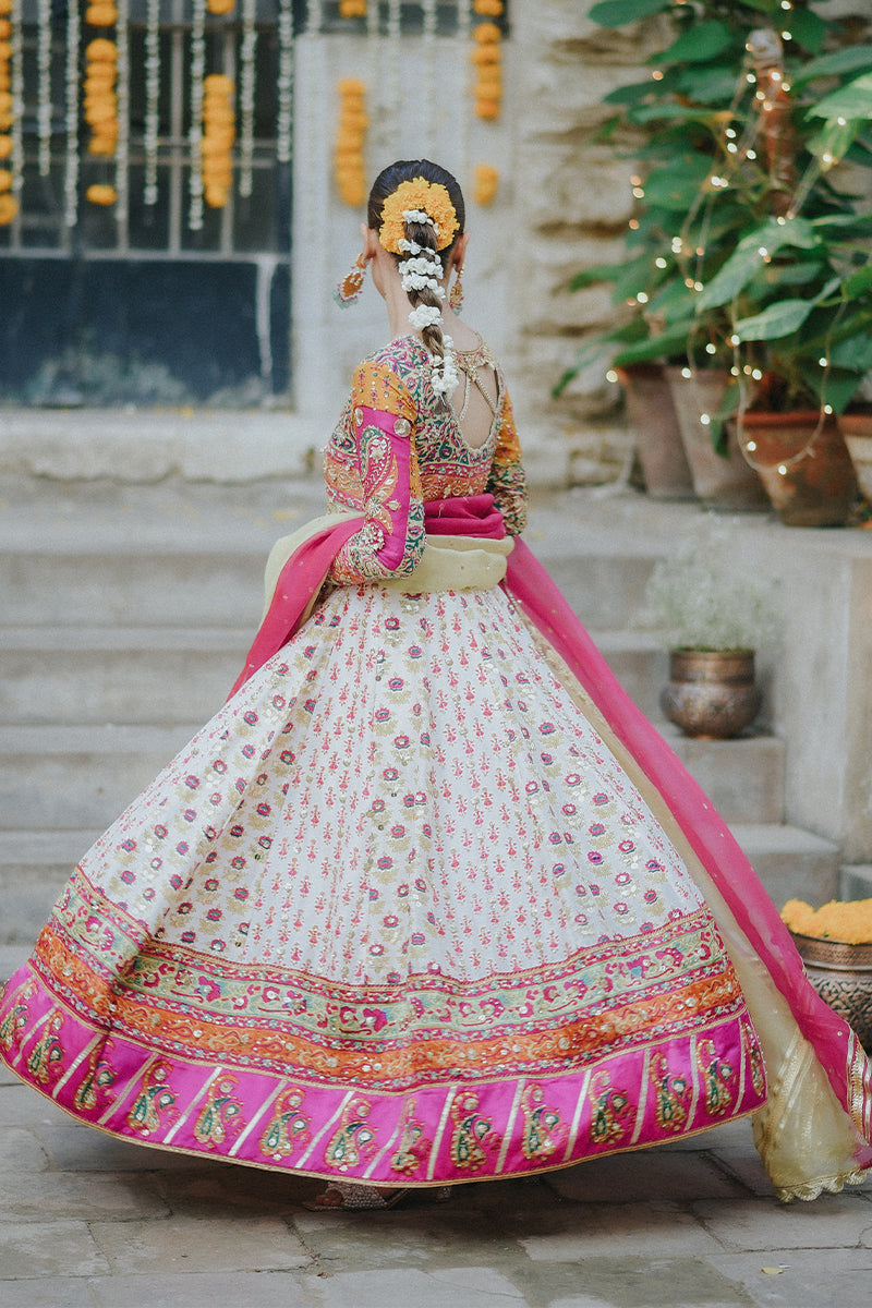 Pakistani Multi-Tone Zardozi Raw Silk Kalidar (3-Piece) - Image 5