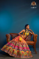 Pakistani Multicolour Mirror Work Silk-Blend Lehenga Choli (3-Piece) - Image 5