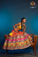 Pakistani Multicolour Mirror Work Silk-Blend Lehenga Choli (3-Piece) - Image 6