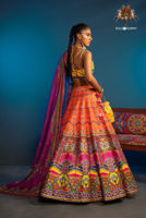 Pakistani Multicolour Mirror Work Silk-Blend Lehenga Choli (3-Piece) - Image 7