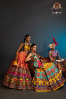 Pakistani Multicolour Mirror Work Silk-Blend Lehenga Choli (3-Piece) - Image 8