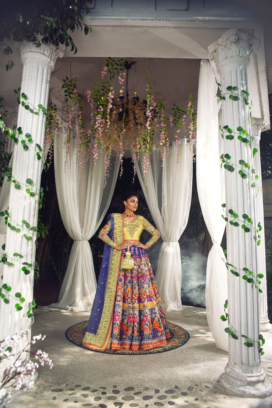 Multicolour Sequinned Silk-Blend Lehenga Set (3-Piece) - Image 2