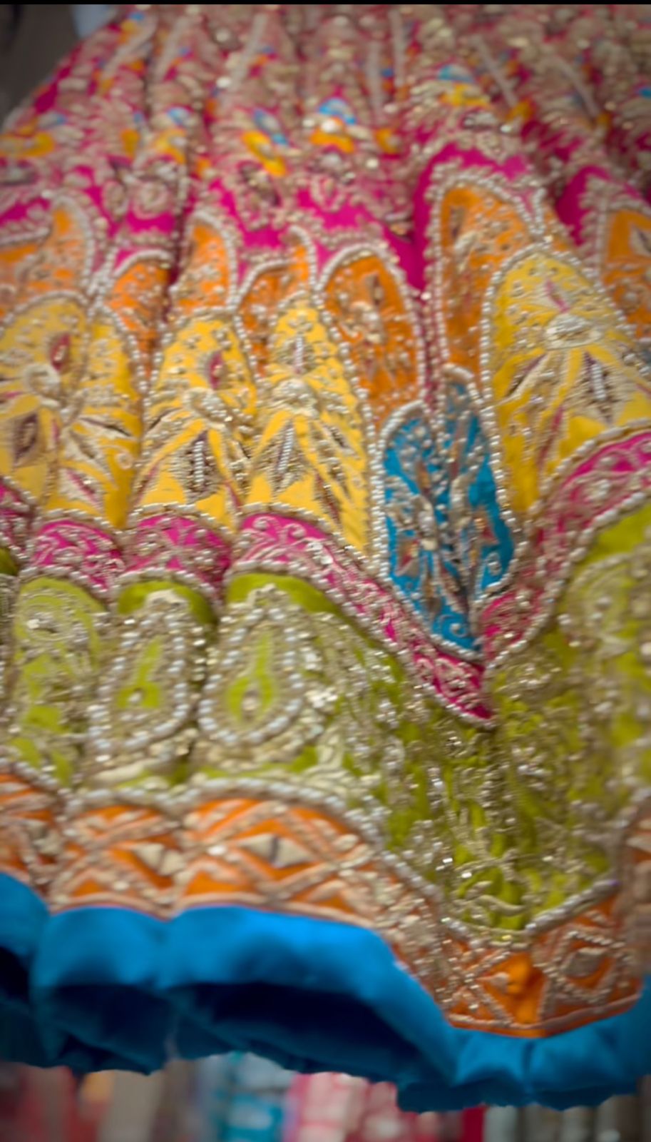 Multi-Colour Hand-Embellished Silk Lehenga (3-Piece) - Image 2