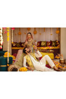 Pakistani Multicolour Zari Net Kalidar Pishwas (2-Piece) - Image 11