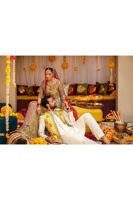 Pakistani Multicolour Zari Net Kalidar Pishwas (2-Piece) - Image 12