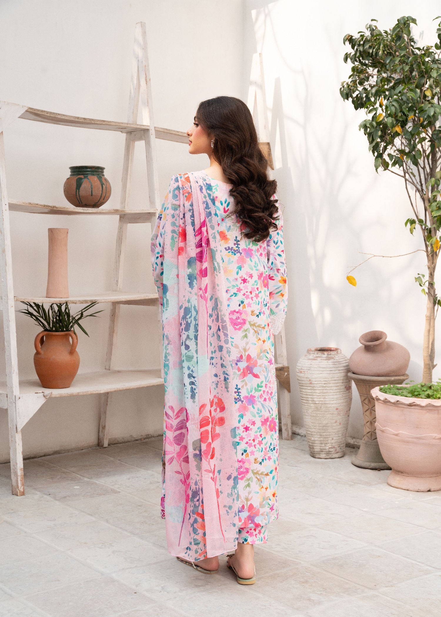 Multi-Colour Embroidered Cotton Kurta Set (3-Piece) - Image 3