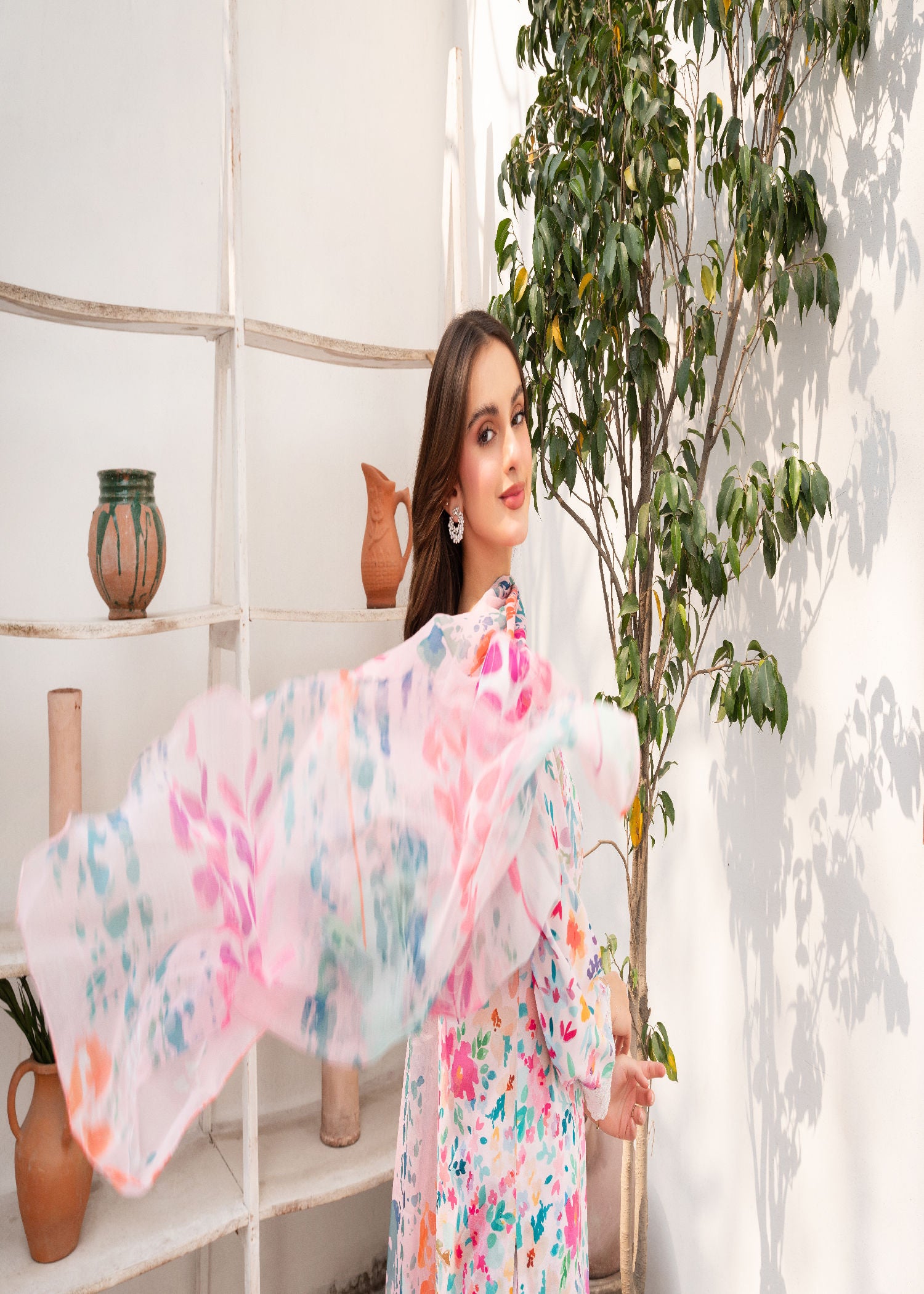 Multi-Colour Embroidered Cotton Kurta Set (3-Piece) - Image 5