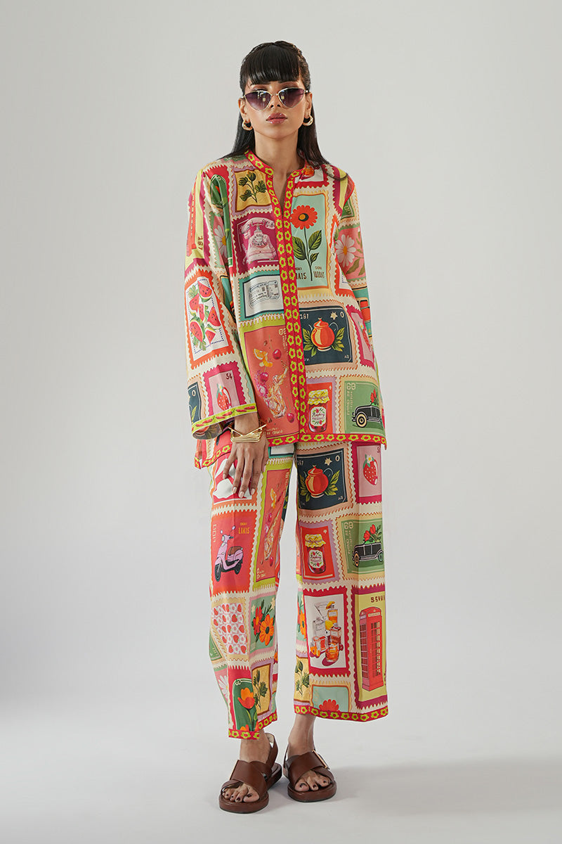 Pakistani Multicolour Digital Print Khaadi Silk Co-ord Set (2-Piece) - Image 1