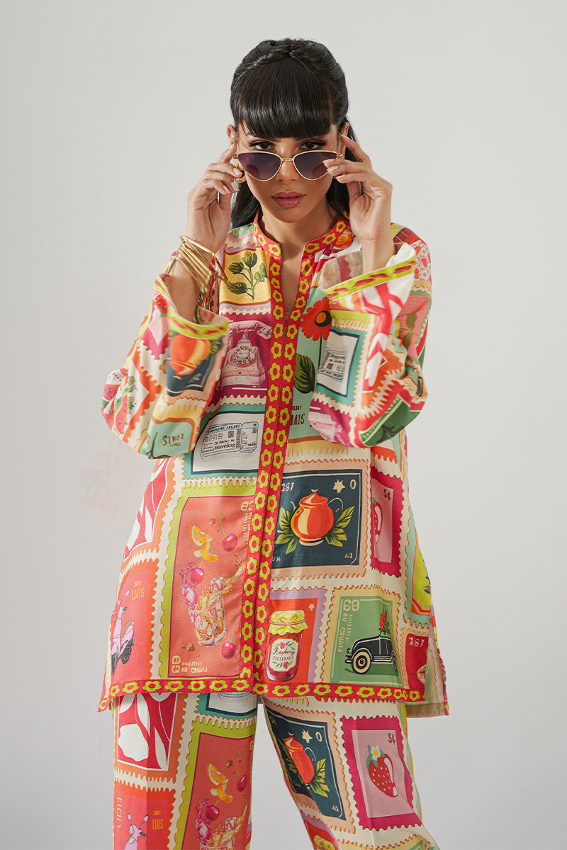 Pakistani Multicolour Digital Print Khaadi Silk Co-ord Set (2-Piece) - Image 5