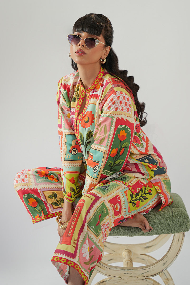 Pakistani Multicolour Digital Print Khaadi Silk Co-ord Set (2-Piece) - Image 6